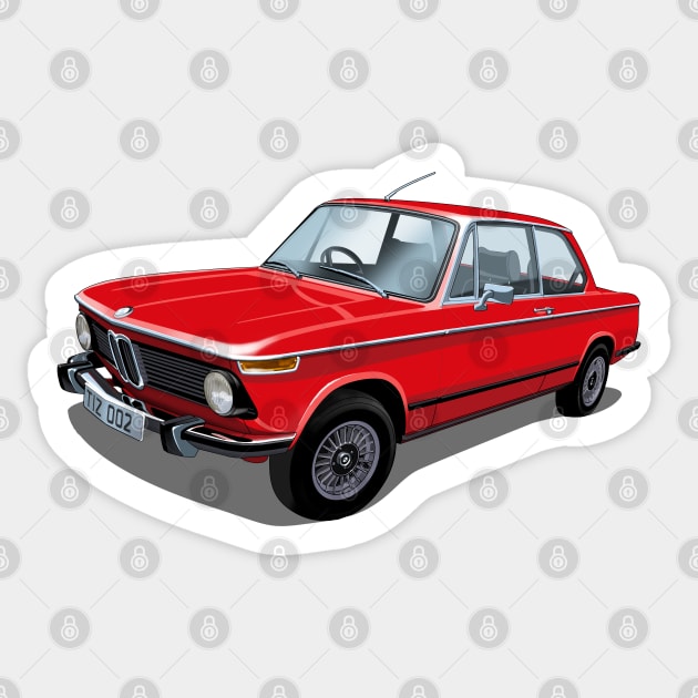 1974 2002 tii in red Sticker by candcretro